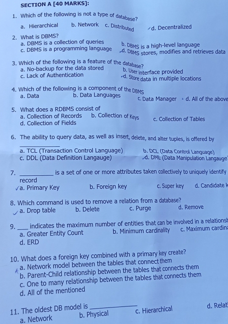 Solved: Which of the following is not a type of database? a ...