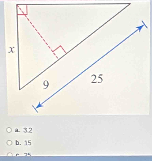 a. 3.2
b. 15
c 25