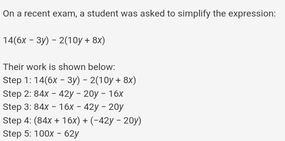 Solved: On a recent exam, a student was asked to simplify the ...