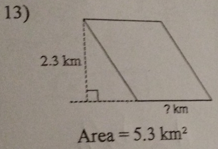 Area=5.3km^2