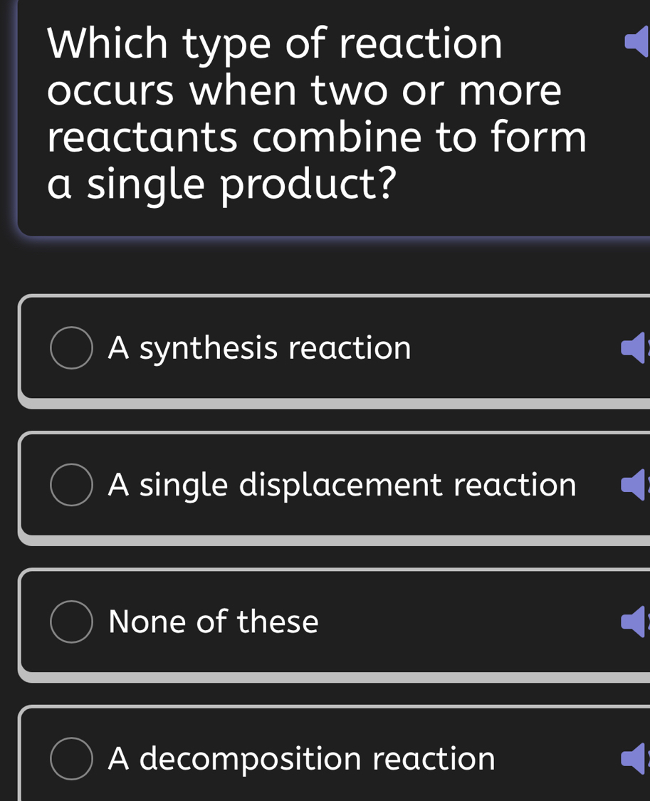Solved: Which type of reaction occurs when two or more reactants ...
