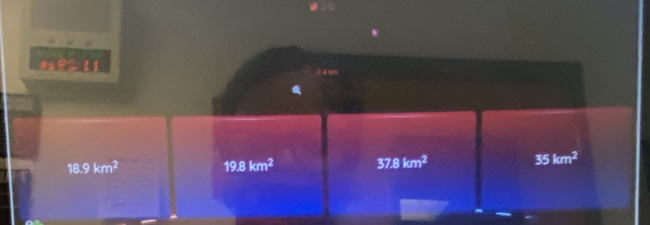 18.9km^2
19.8km^2 37.8km^2
35km^2