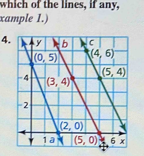 which of the lines, if any,
xample 1.)
4.