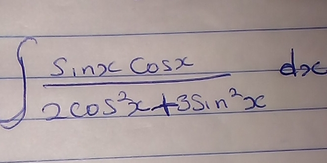 ∈t  (sin x-cos x)/2cos^2x+3sin^2x dx