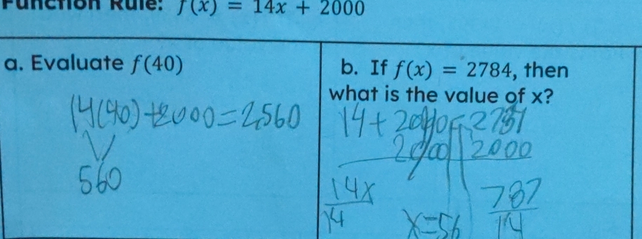 Puncton Rule: f(x)=14x+2000
a