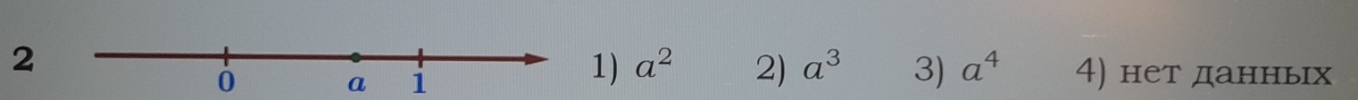 2
1) a^2 2) a^3 3) a^4 4) нет данньх