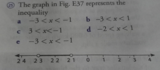 ⑮ The graph in Fig. E37 represents the
inequality
a -3 b -3
c 3 d -2
e -3