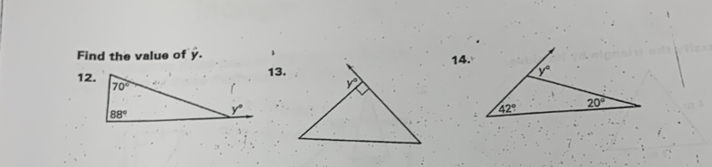 Find the value of y.14.
12.13.