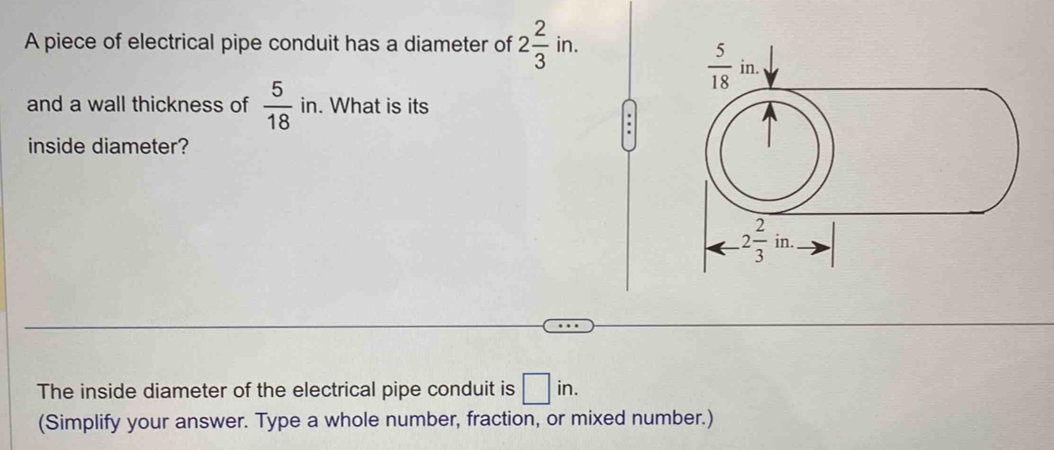Solved: A piece of electrical pipe conduit has a diameter of 2 2/3 in ...