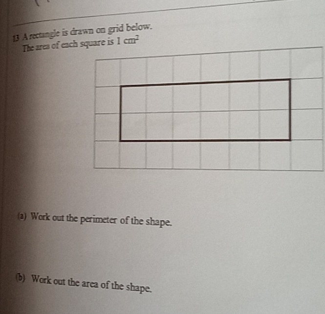 Solved: A rectangle is drawn on grid below. The area of each square is ...