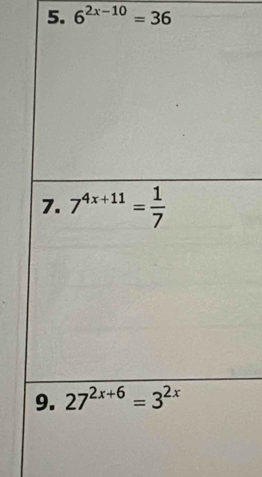 6^(2x-10)=36