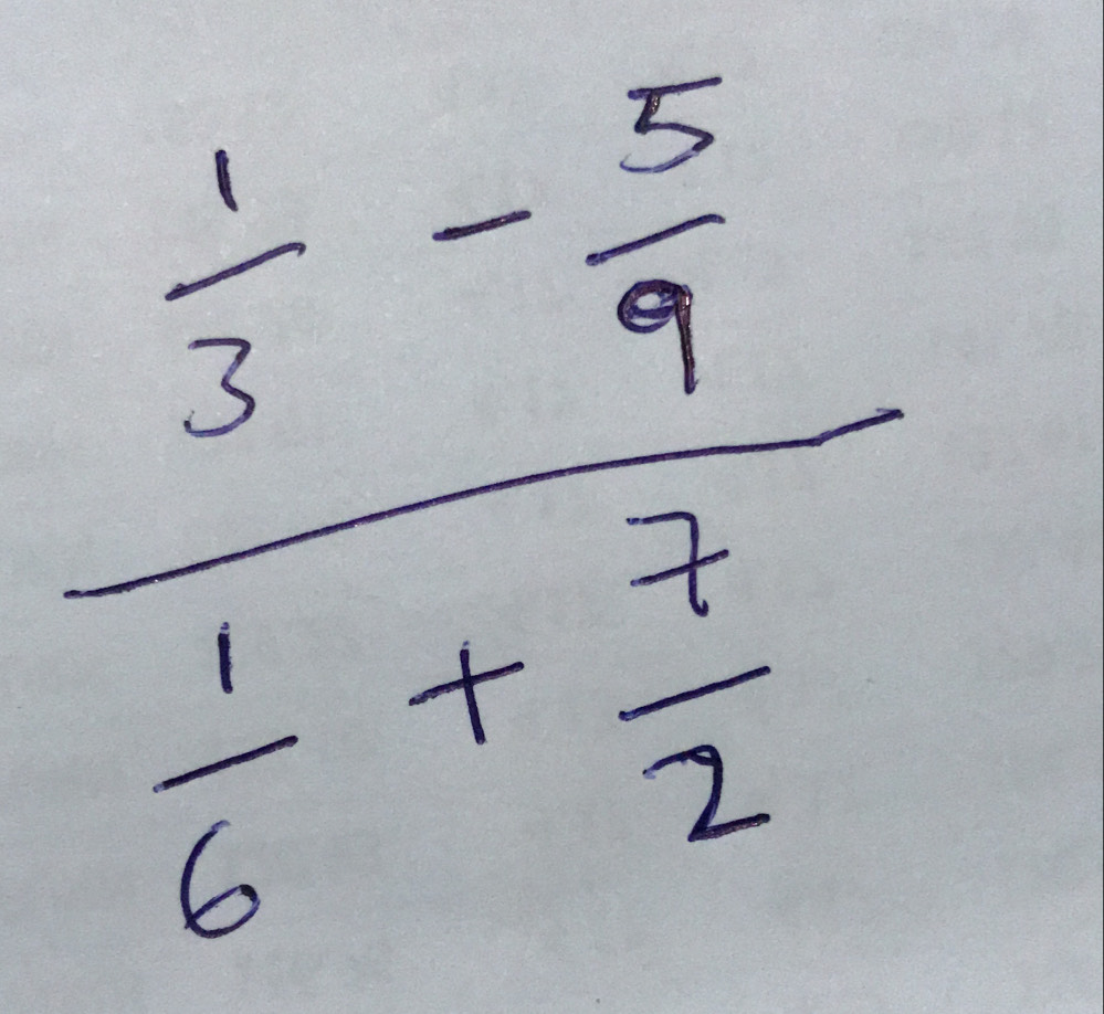 frac  1/3 - 5/9  1/6 +frac 7 2endarray 