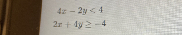 4x-2y<4</tex>
2x+4y≥ -4