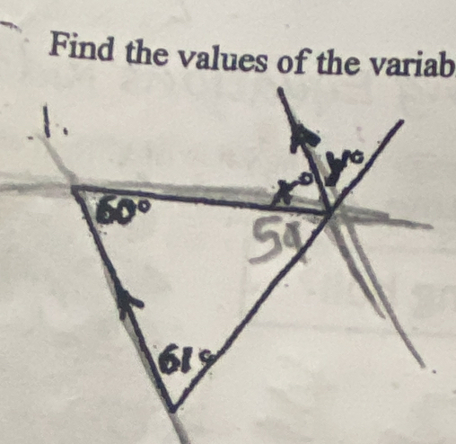 Find the values of the variab