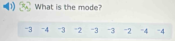 What is the mode?
-3 -4 -3 -2 -3 -3 -2 -4 -4