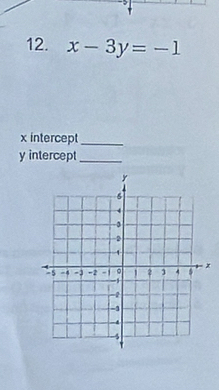 x-3y=-1
x intercept_
y intercept_