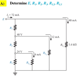 Determine E, R_DR_2,R_3R_L2,R_L3
E
: