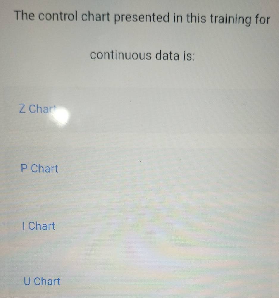 Solved: The control chart presented in this training for continuous ...