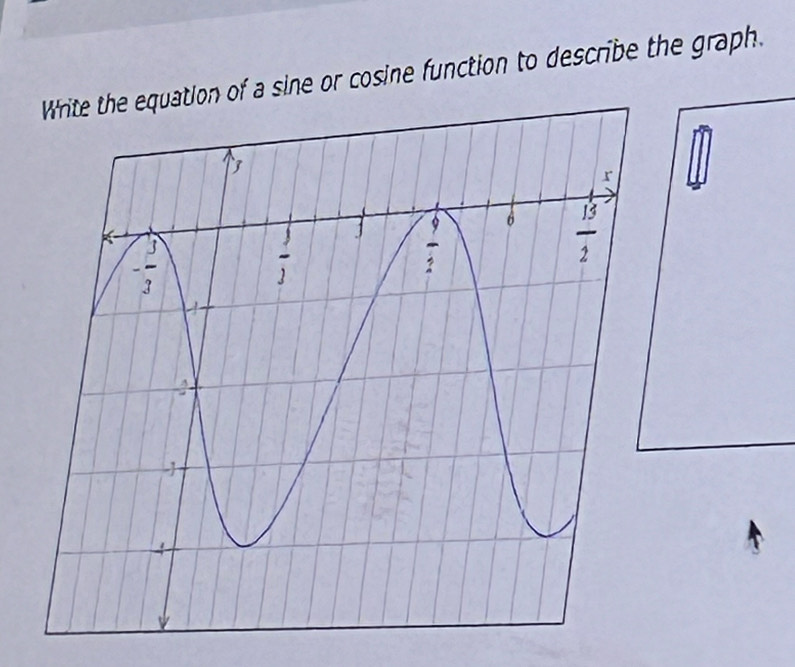 ine or cosine function to describe the graph.