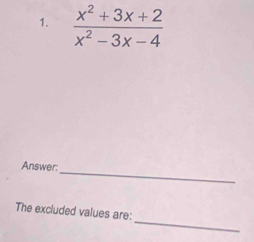 Answer:
_
The excluded values are: