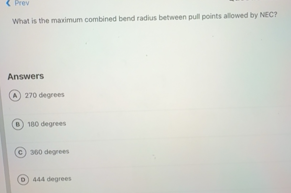 Solved: Prev What is the maximum combined bend radius between pull ...