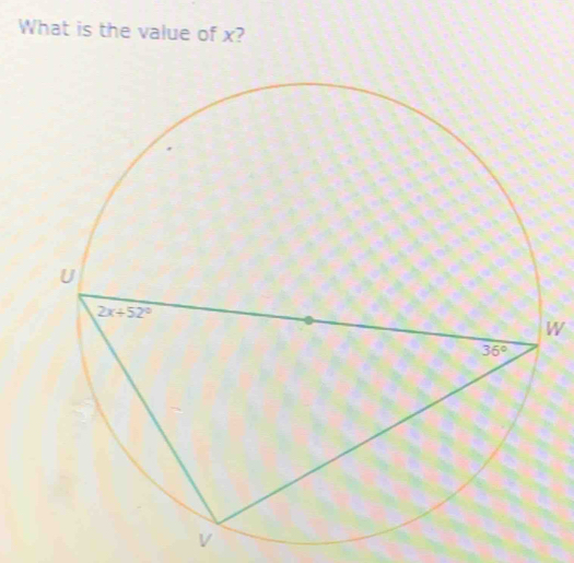 What is the value of x?
W
V