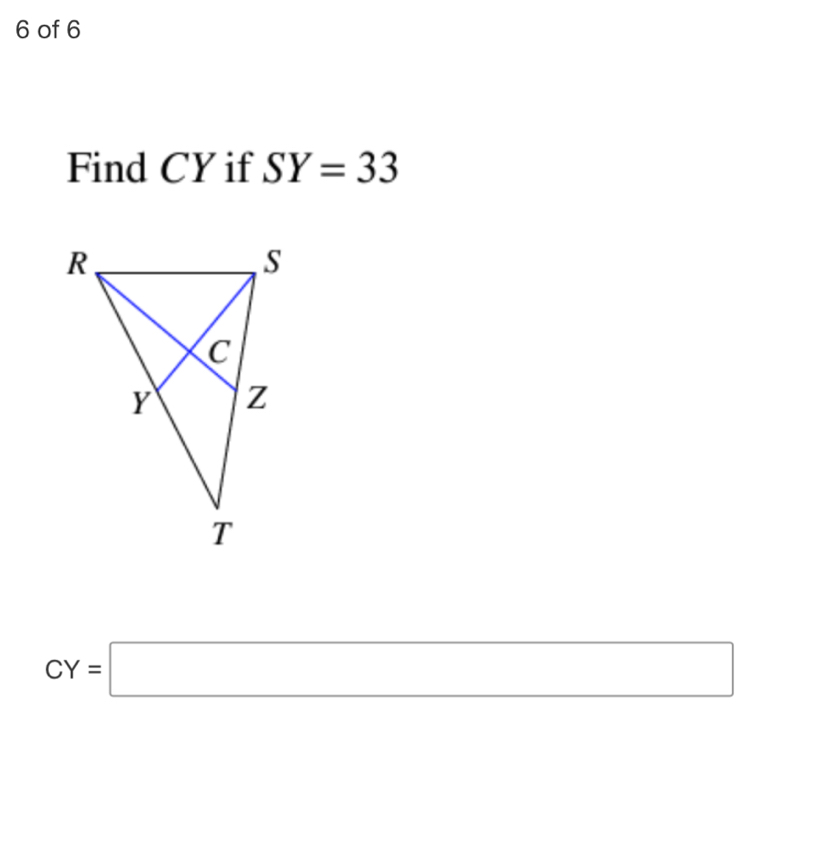 of 6 
Find CY if SY=33
CY=□