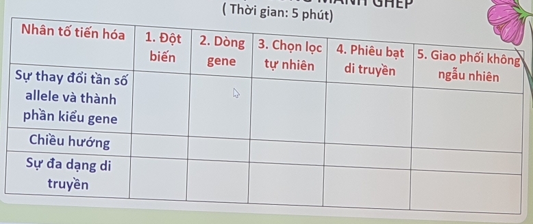 GHEP 
( Thời gian: