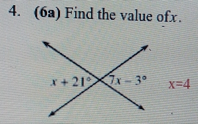 (6a) Find the value ofx.
x=4