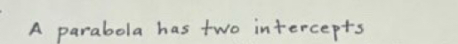 A parabola has two intercepts