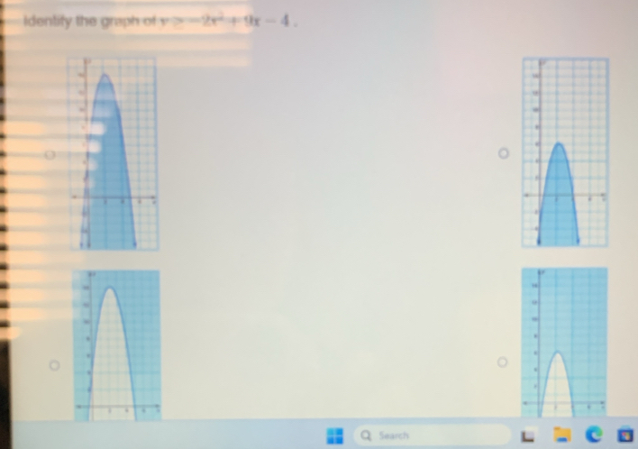 Identify the graph of y>-2x^2+9x-4. 
Q Search