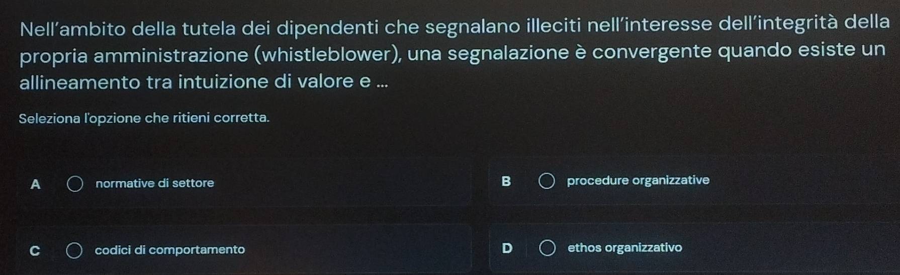 Risolto:Nell’ambito della tutela dei dipendenti che segnalano illeciti ...