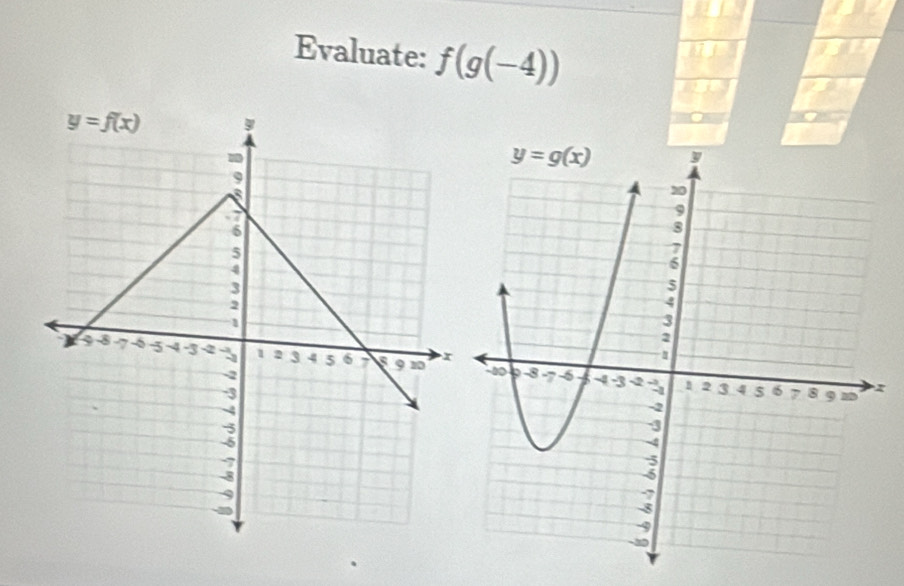 Evaluate: f(g(-4))