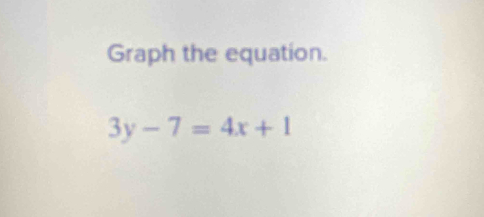 Graph the equation.
3y-7=4x+1