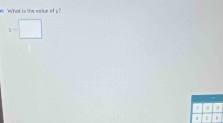 What is the value of y?
y=□
7 8 9
4 5 6