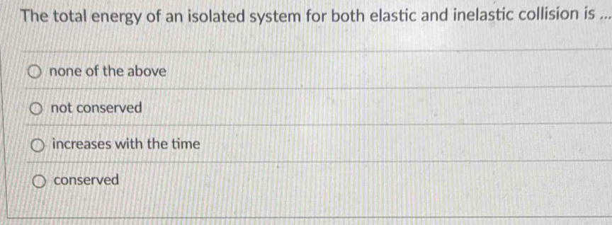 Solved: The total energy of an isolated system for both elastic and ...