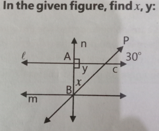 In the given figure, find x, y: