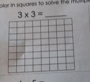 blor in squares to solve the multip 
_ 3* 3=