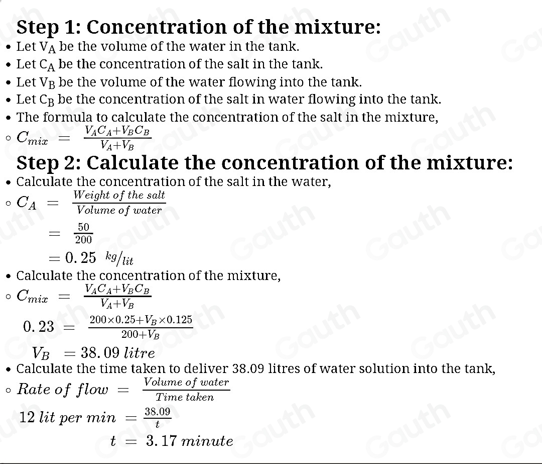 Solved: A tank contains 200 liters of brine holding 50 kg of salt in ...