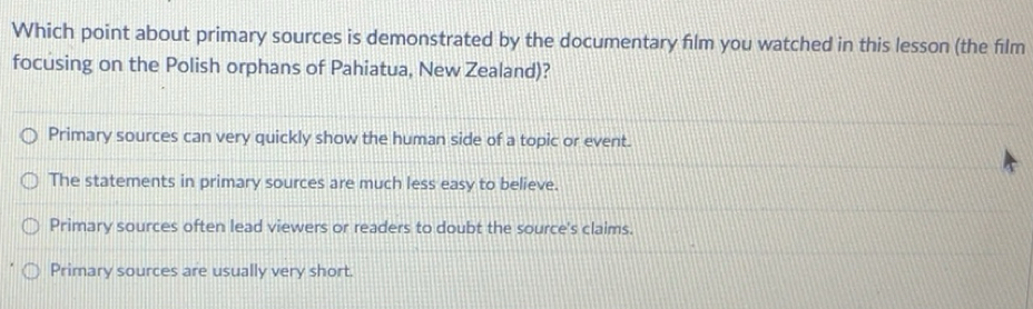 Solved: Which point about primary sources is demonstrated by the ...