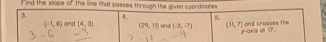 Find the slope of the line that pass