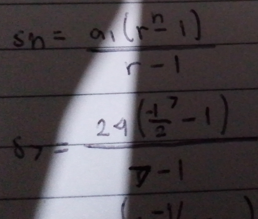 sn= (a(r^n-1))/r-1 
S_7=frac 24(frac 13^(7-1))7-1