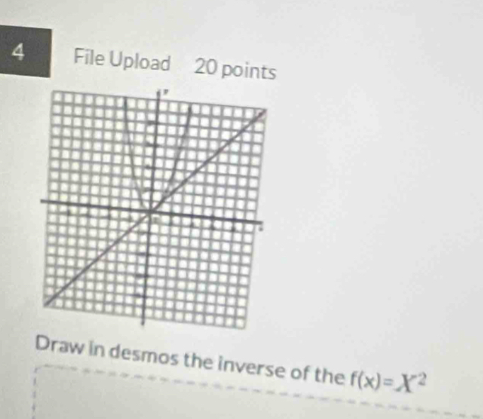 4 [File Upload 20 points 
Draw in desmos the inverse of the f(x)=X^(-2)