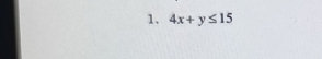 4x+y≤ 15