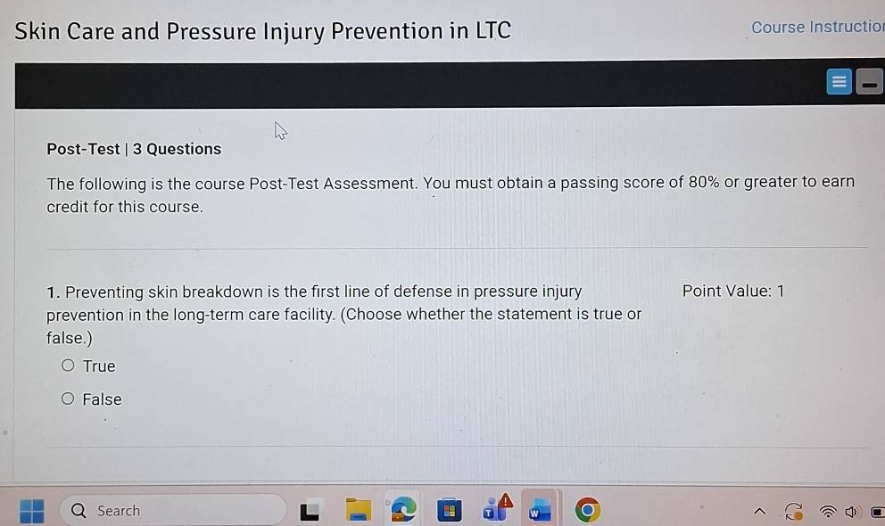 Solved: Skin Care and Pressure Injury Prevention in LTC Course ...