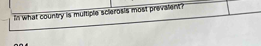 In what country is multiple sclerosis most prevalent?