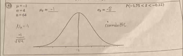 ④ mu =-1
P(-1.75
sigma =4 mu _x= _ 
_ sigma _2=
n=64