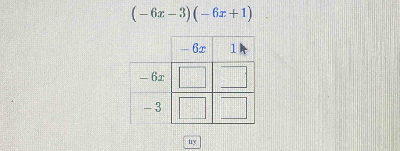 (-6x-3)(-6x+1)
try