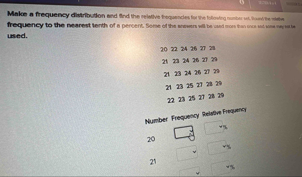 SECTION4⑱4 Make a frequency distribution and find the relative ...