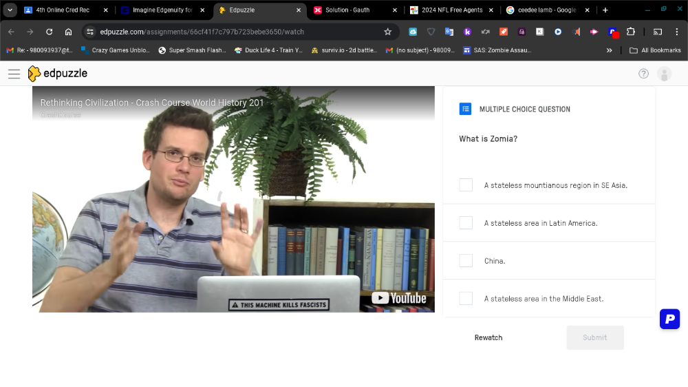 Solved: 4th Online Cred Rec Imagine Edgenuity for Edpuzzle × Solution ...